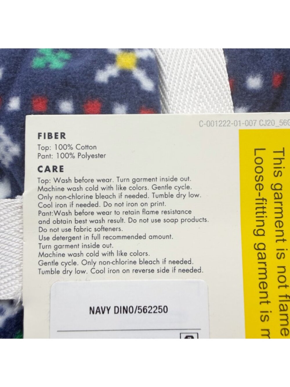 Cat & Jack Long Sleeve Pajama Set Navy Snow Dino Graphic 2 Piece NWT 9-12 Months - Picture 4 of 4
